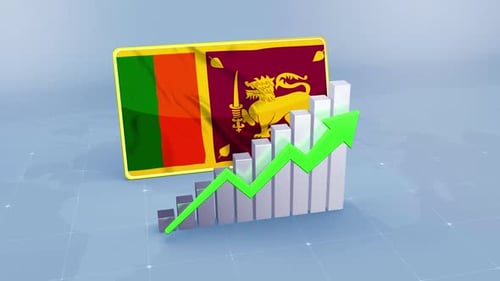 Sri Lanka Flag with Graph and Green Arrow Increasing Values