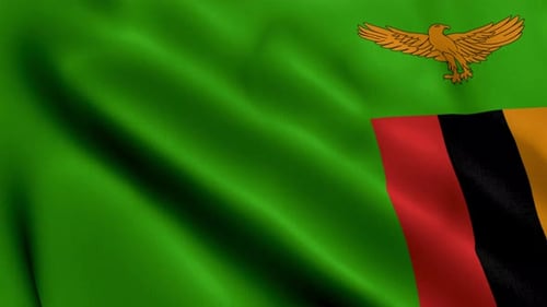 Zambia National Flag Waving Loop Background Animation
