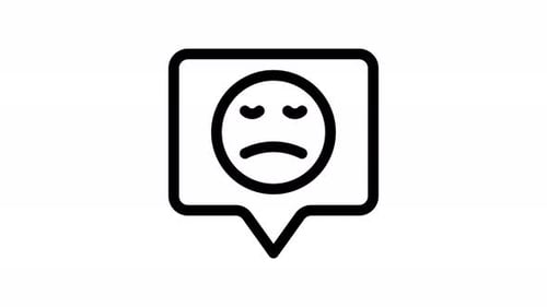 Animated Sad Face Emoji in Speech Bubble Icon