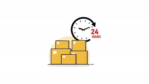 24 Hour Delivery Service Boxes Flat Design Animation