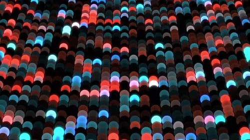 Glowing Hemispheres Forming Colorful Waves in Cyberspace