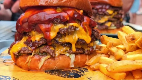 Appetizing Cheeseburgers with French Fries