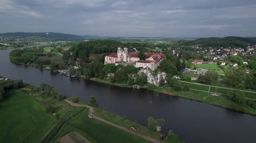 Medieval Tyniec Abbey, Catholic monastery by the Vistula drone
