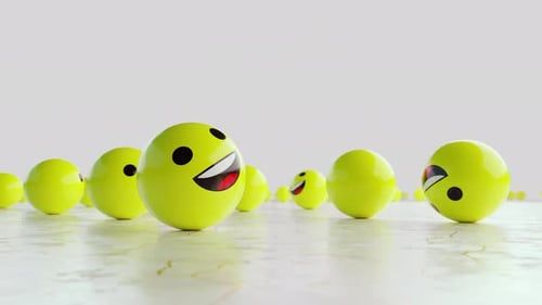 3D Animated Rolling Emojis with Changing Expressions