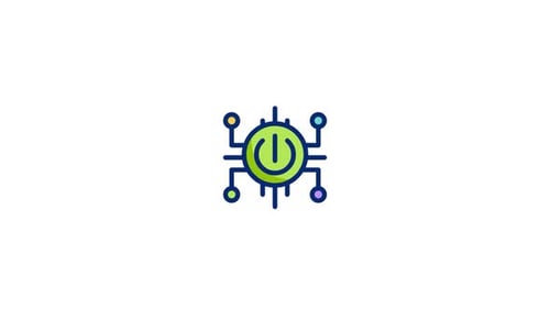 Flat Design Animated Power Button Technology Icon