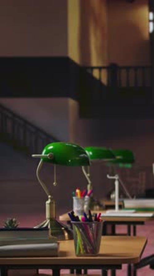 Vertical Video Classic and Old Fashioned Library Space with Elegant Wooden Interiors