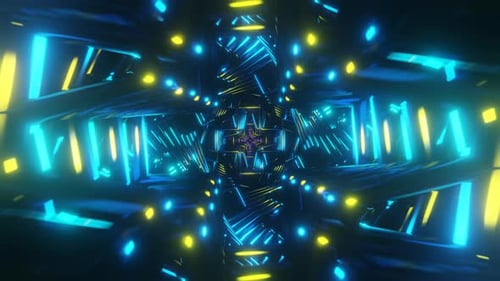 A Vibrant VJ Loop with Flashing Neon Disco Strobe Lights