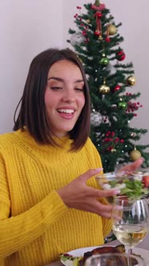 Friends and Family Celebrating Christmas at Home