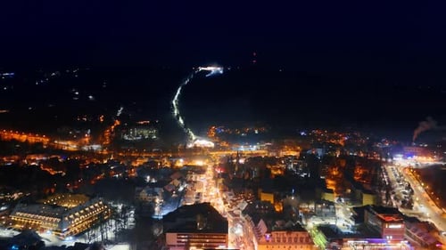 Fantastic illumination of the winter town at night.