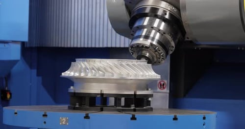 Metalworking CNC milling machine. Cutting metal modern processing technology.