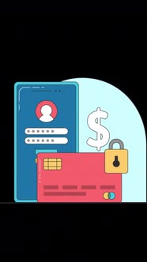 Bank Finance Elements Falling Explainer Animation Vertical Alpha Channel