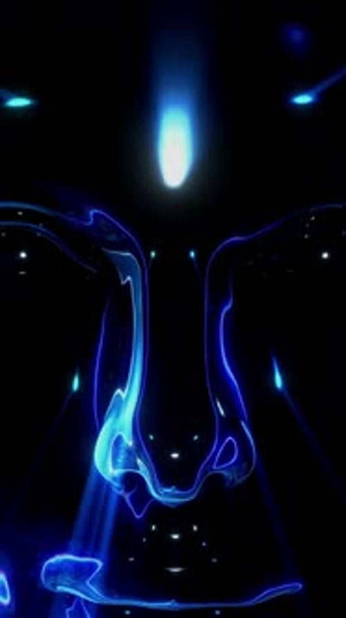 Abstract Blue Neon Face Loop Animation