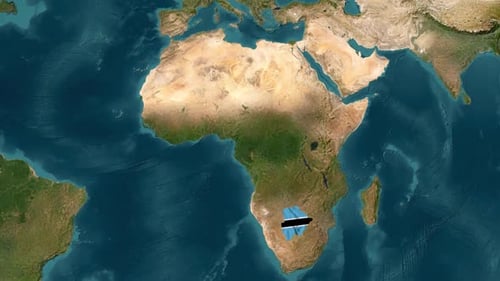 Botswana Map With Waving Flag