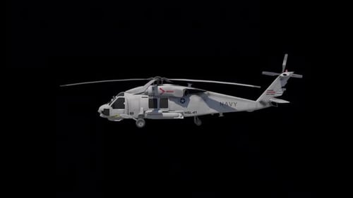 Military Helicoptor Flying Side View Transparant