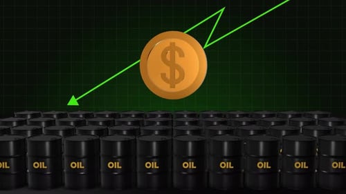 Oil Barrels Dollar Coin Rising Trend Animation