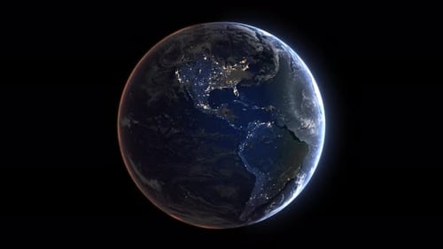 East Crescent Sun West Night Realistic Earth From Space Rotating Seamless Loop