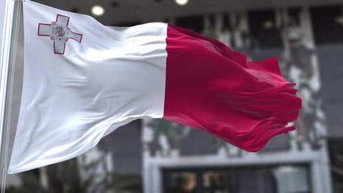 Photorealistic Malta National Flag Waving Animation