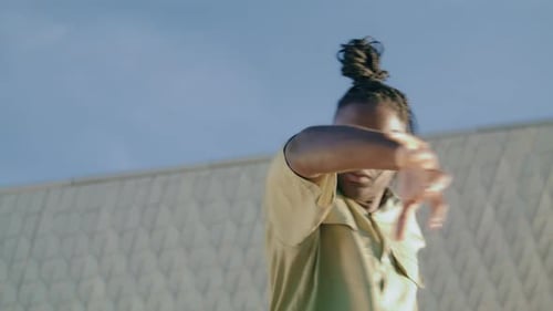 Passionate Dancer Moving Street Slowly Zoom Out