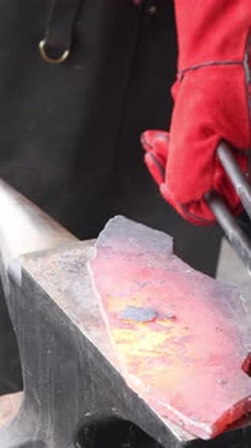 Blacksmithing Demonstration in Axe Making with Tools Techniques for Metal Shaping