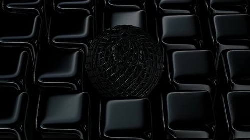 Abstract Geometric Black Cubes and Wireframe Sphere Loop