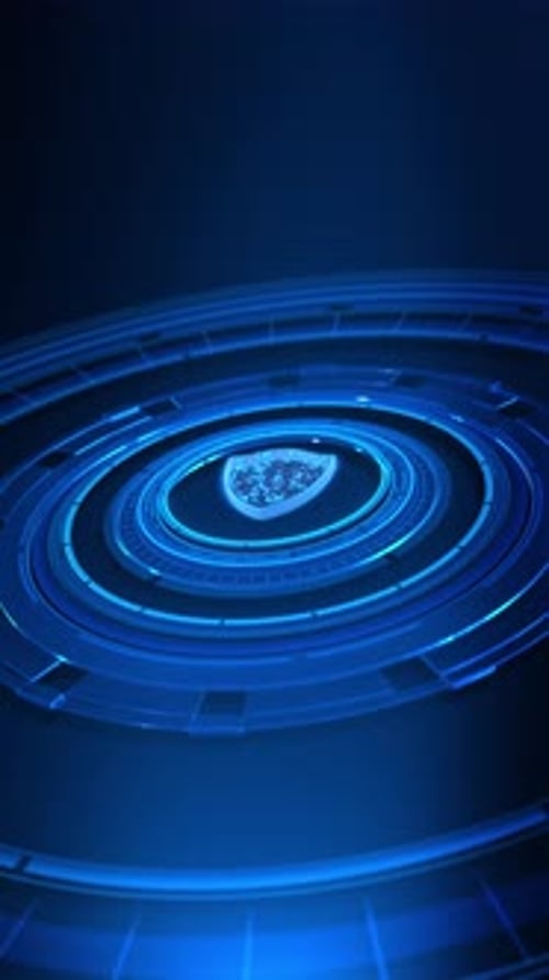 Futuristic Shield Technology Animation with Rotating Concentric Circles