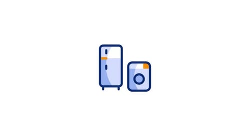 Animated Flat Design Icons of Home Appliances