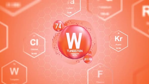 Animated Periodic Table Element Tungsten Chemical Data Display