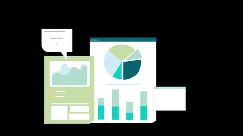Business Analysis with Magnifying Glass Alpha Channel 4K