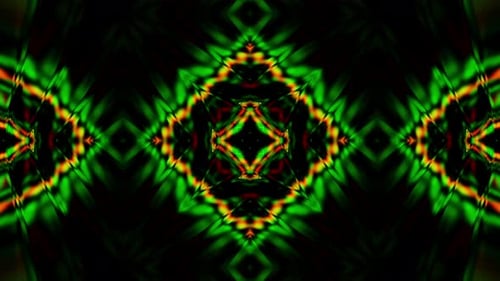 Red and yellow abstract background with star in the center. Kaleidoscope VJ loop