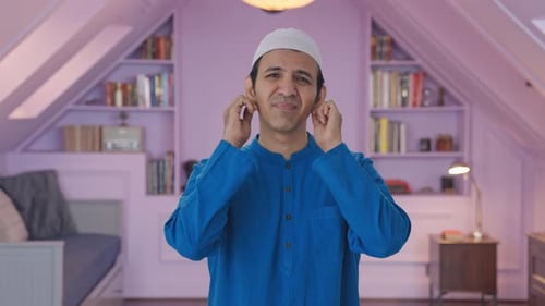 Guilty Muslim man saying sorry and apologizing