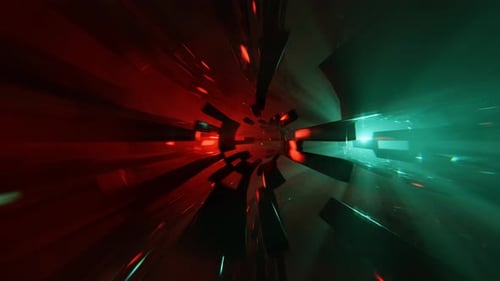Red And Turquoise Spectacular Beautiful Sci Fi Infinity Tunnel Background Vj Loop I 4K