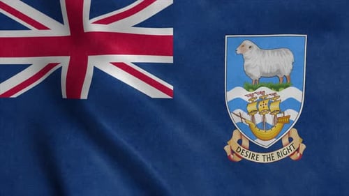 Falkland Islands Flag Waving Realistic Seamless Loop