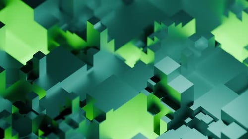 Organisches Voxel-Terrain mit lebendigen Farben. Auftriebige Würfelgruppe sorgt für natürliche Voxellandschaften