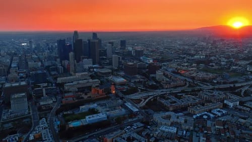 Panorama of Los Angeles, California, USA from drone footage