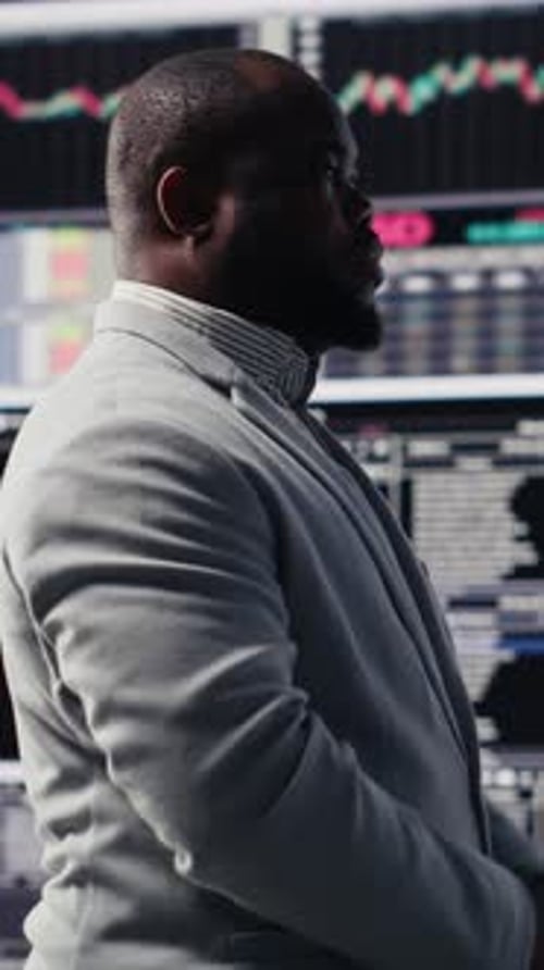 Vertical Video Modern Business Manager Thinking About New Successful Ideas