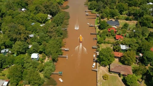 Passenger ship navigating the river