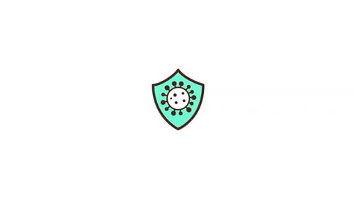 Animated Virus Protection Shield Icon in Flat Design