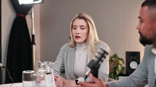 Business People Recording Interview in Studio