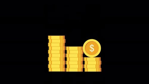 Flat Design Animated Coin Stacks with Dollar Symbol