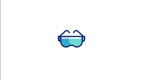 Flat Design Safety Goggles Icon Animation