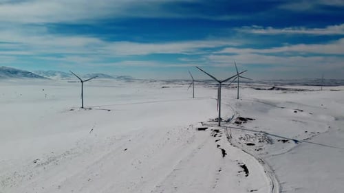 Aerial View Of Wind Turbines