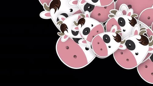 Cartoon cow transition 4K Alpha channel