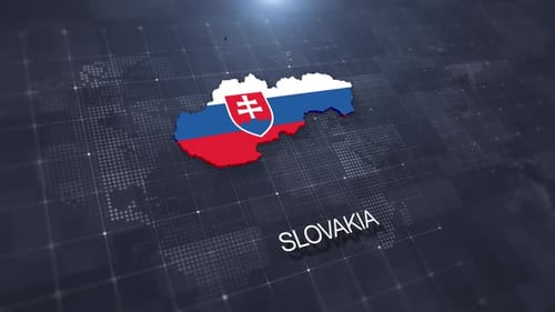 Slovakia Geographic Map And Flag Animation Background