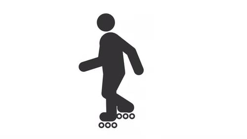 Rollschuh-Stickman-Animations-Silhouette