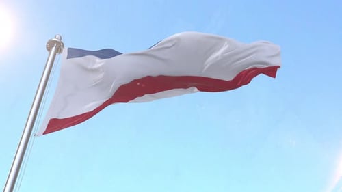 Realistic Blue White Red Tricolor Flag Waving in Bright Sky