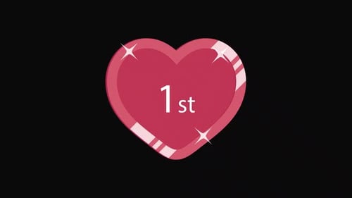 Animated First Place Heart Icon with Twinkles