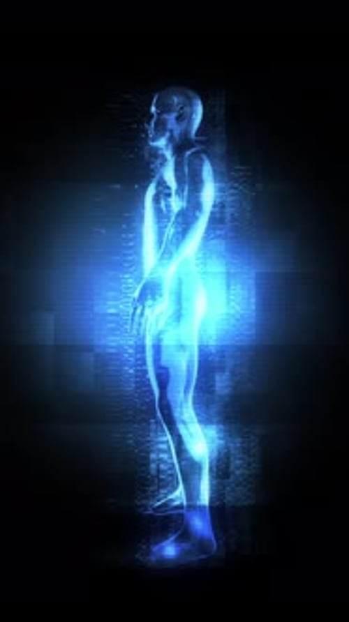 Futuristic Holographic Human Body Glitch Scan