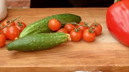 Close Up Vegetables on the Cutting Board