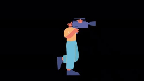 Camarógrafa femenina de personajes 2D Alpha Channel 4K