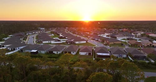 American Town with Suburban Houses in Rural Residential Area